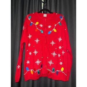 Ugly Christmas Sweater Xmas Cardigan Size 1X Avon